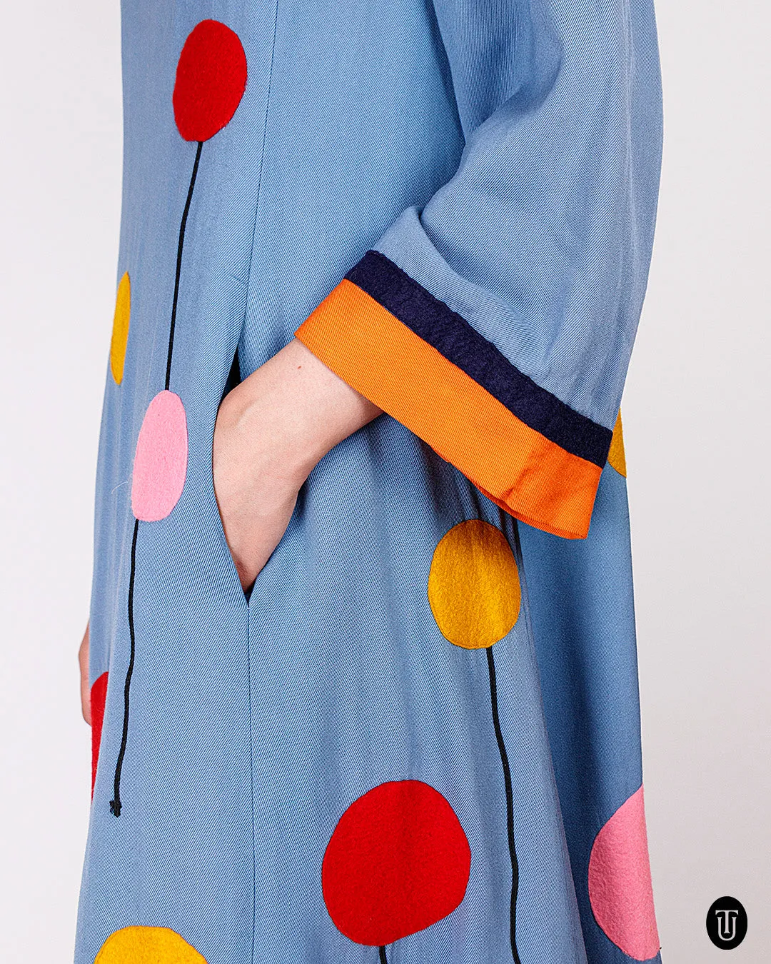 1970s Malcolm Starr Felt Appliqué Maxi Dress S