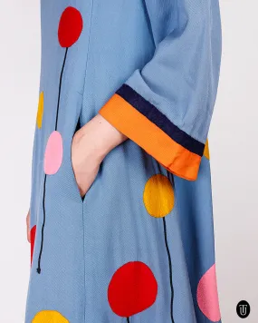 1970s Malcolm Starr Felt Appliqué Maxi Dress S