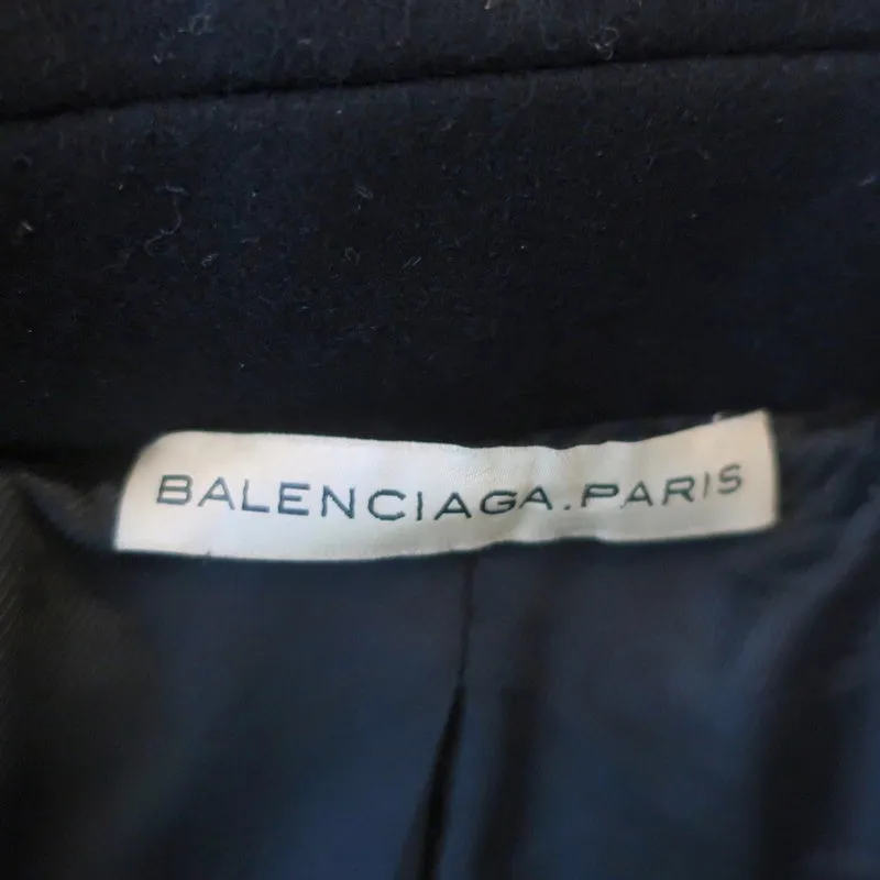 Balenciaga Peacoat Black Wool Felt Size 40 Double Breasted Jacket