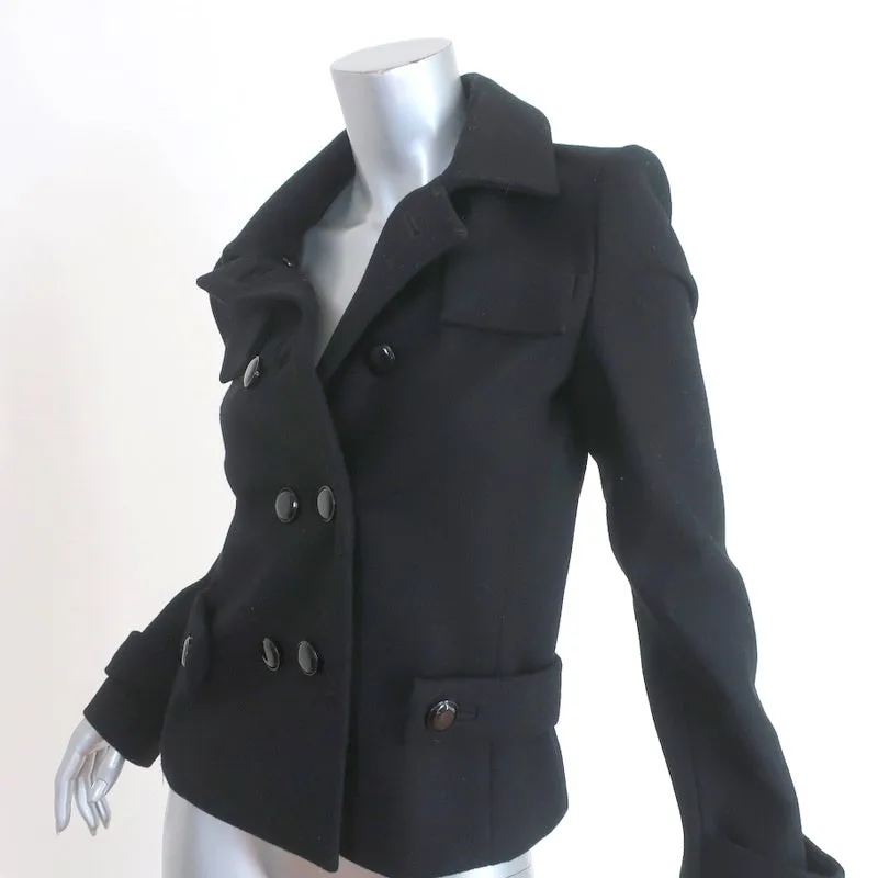 Balenciaga Peacoat Black Wool Felt Size 40 Double Breasted Jacket