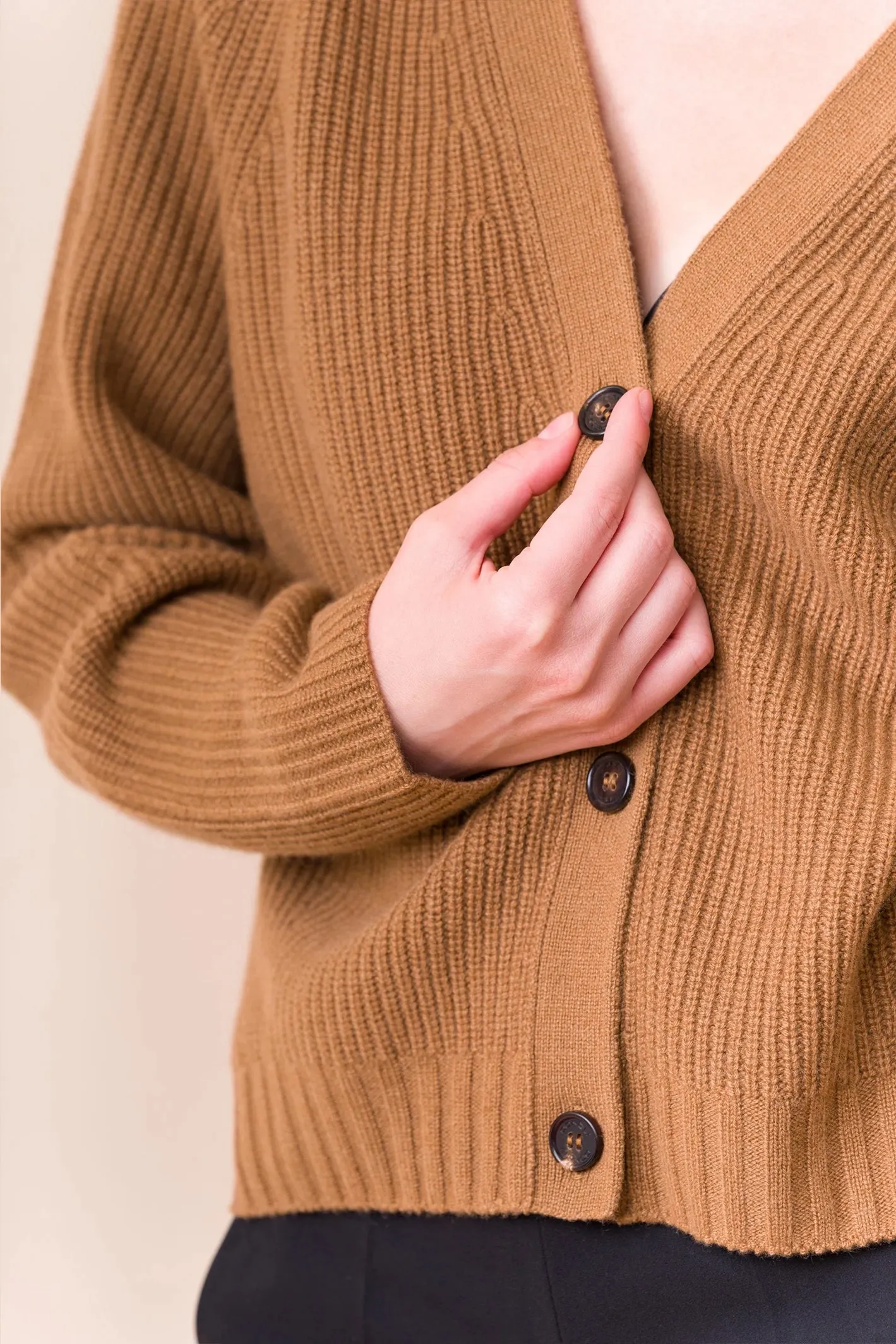 Cropped V Neck Cardigan