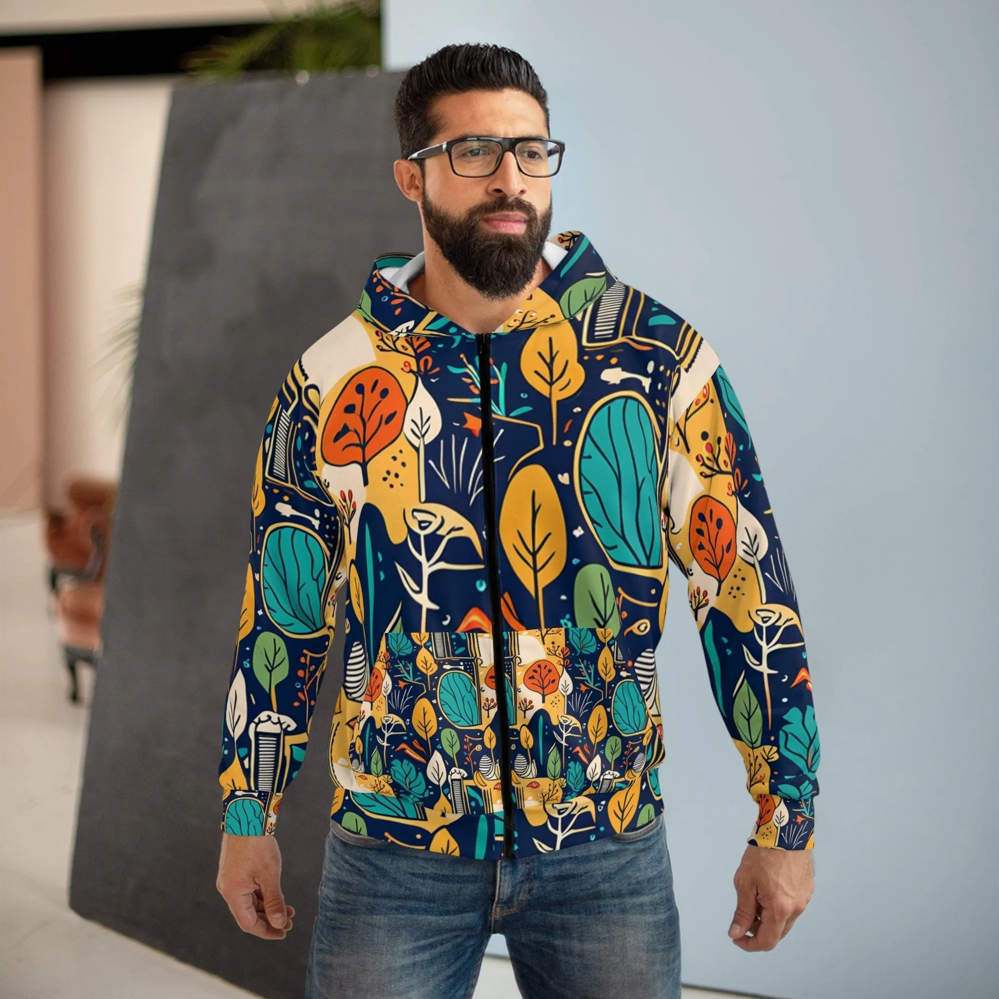 Home Vibes Unisex Zip Hoodie (AOP)