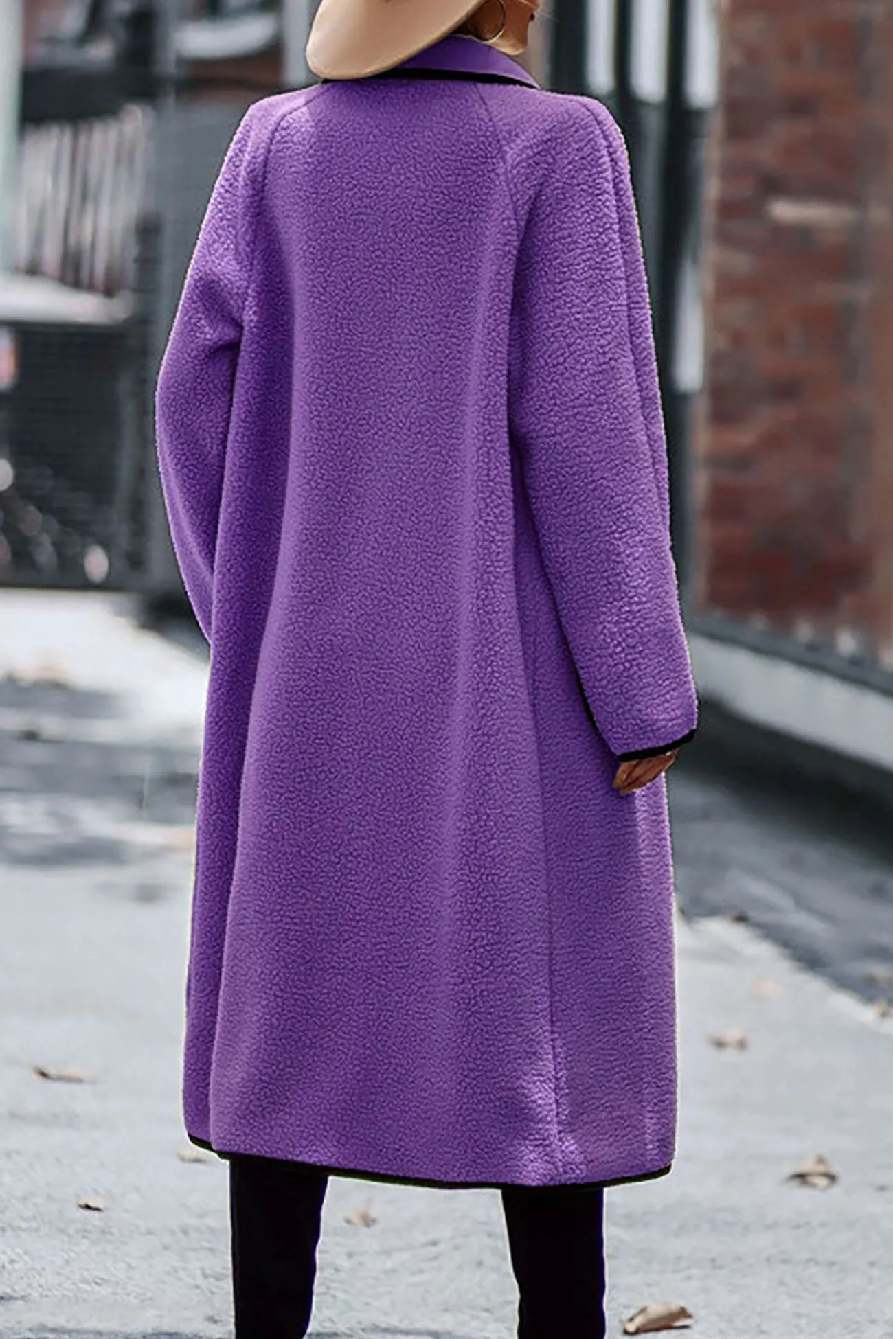 Lapel Pocketed Plush Cardigan