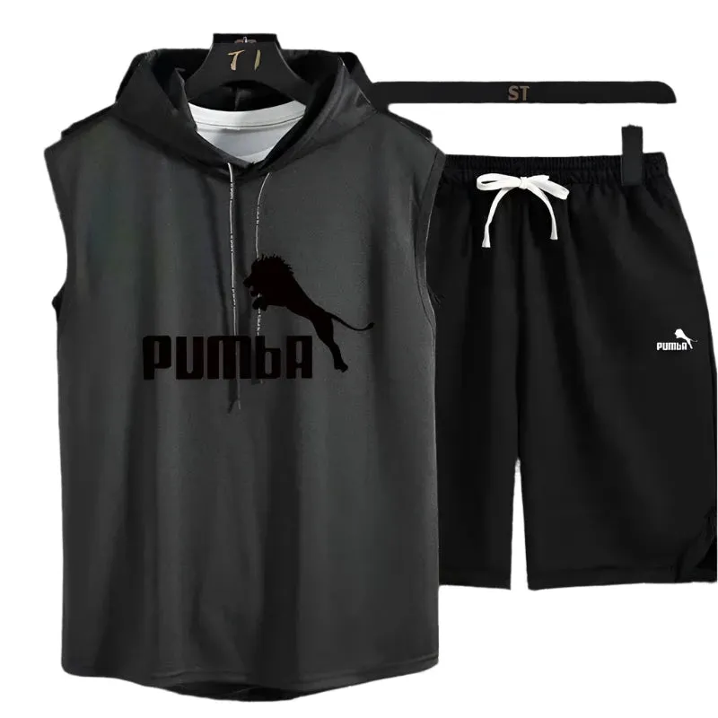 Men's Summer Two-Piece Casual T-Shirt and Shorts Set – Fashionable Hooded Short-Sleeve Tracksuit
