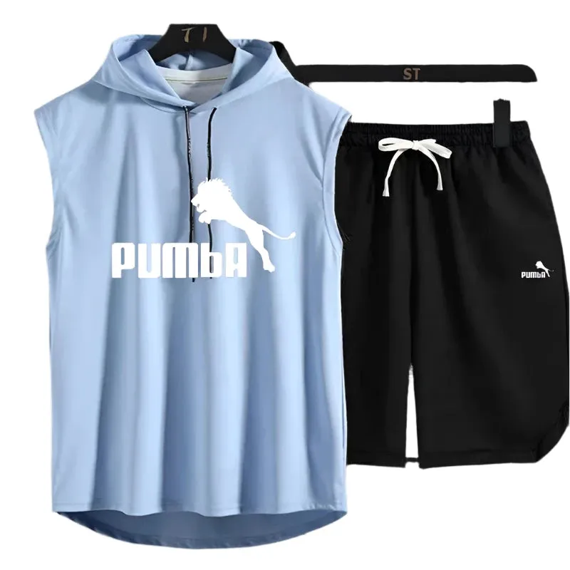 Men's Summer Two-Piece Casual T-Shirt and Shorts Set – Fashionable Hooded Short-Sleeve Tracksuit