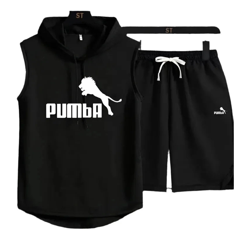 Men's Summer Two-Piece Casual T-Shirt and Shorts Set – Fashionable Hooded Short-Sleeve Tracksuit