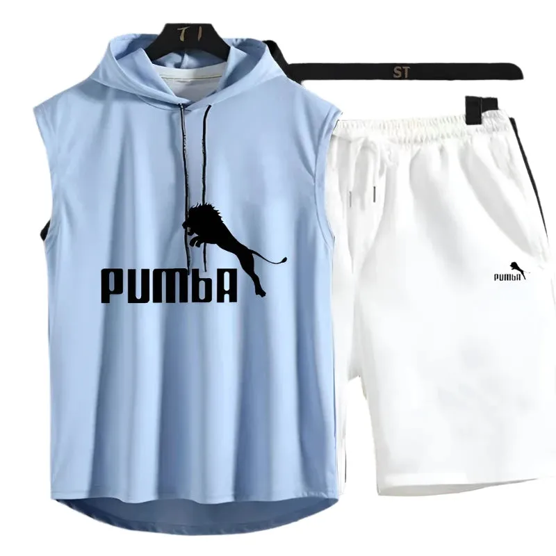 Men's Summer Two-Piece Casual T-Shirt and Shorts Set – Fashionable Hooded Short-Sleeve Tracksuit