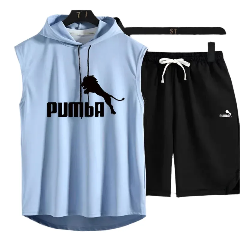 Men's Summer Two-Piece Casual T-Shirt and Shorts Set – Fashionable Hooded Short-Sleeve Tracksuit