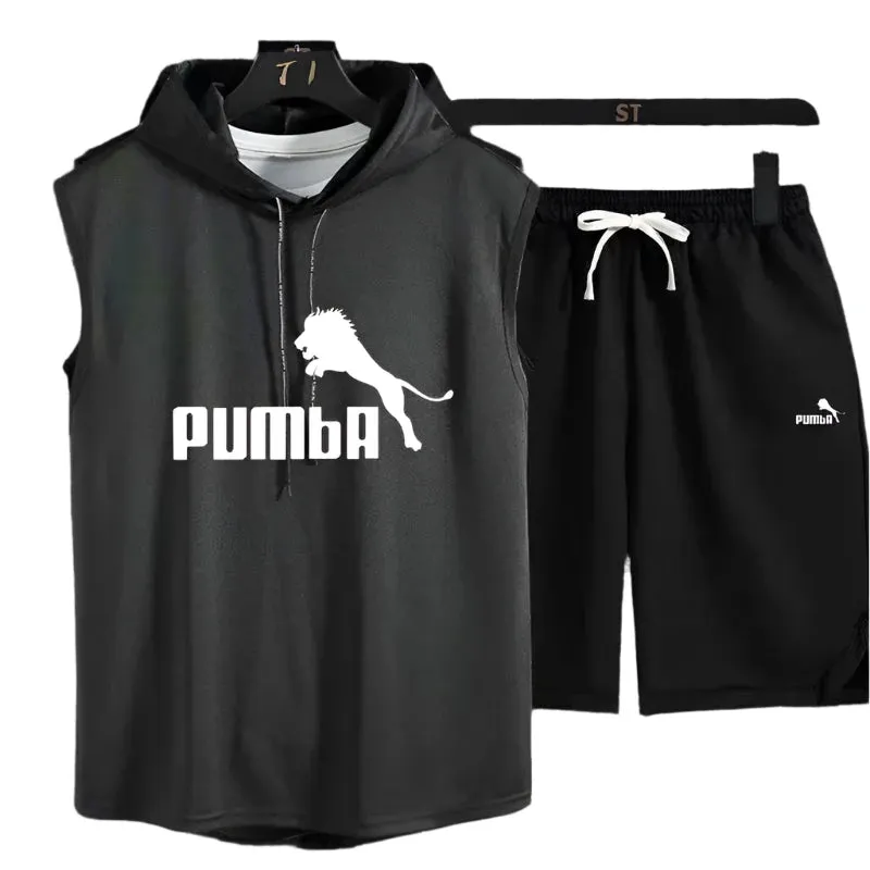 Men's Summer Two-Piece Casual T-Shirt and Shorts Set – Fashionable Hooded Short-Sleeve Tracksuit