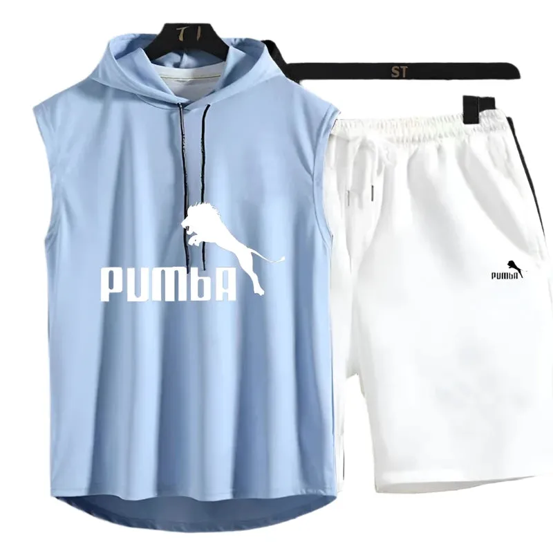 Men's Summer Two-Piece Casual T-Shirt and Shorts Set – Fashionable Hooded Short-Sleeve Tracksuit
