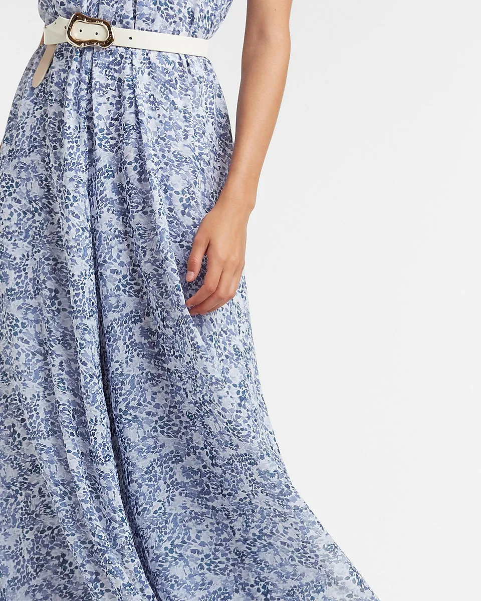 Paisley Mock Neck Shapeless Jumpsuit in Blue Print