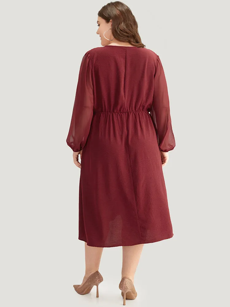 Pearl Beaded Pocket Mesh Patchwork Dress
