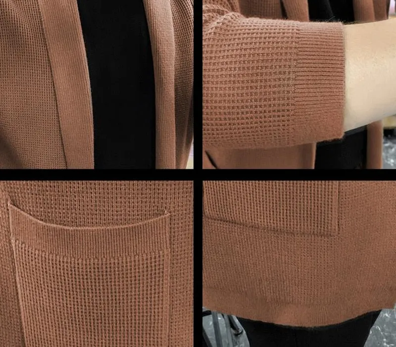 Plain Color Knitted Solid Cardigan