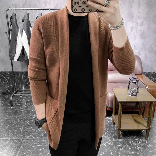 Plain Color Knitted Solid Cardigan