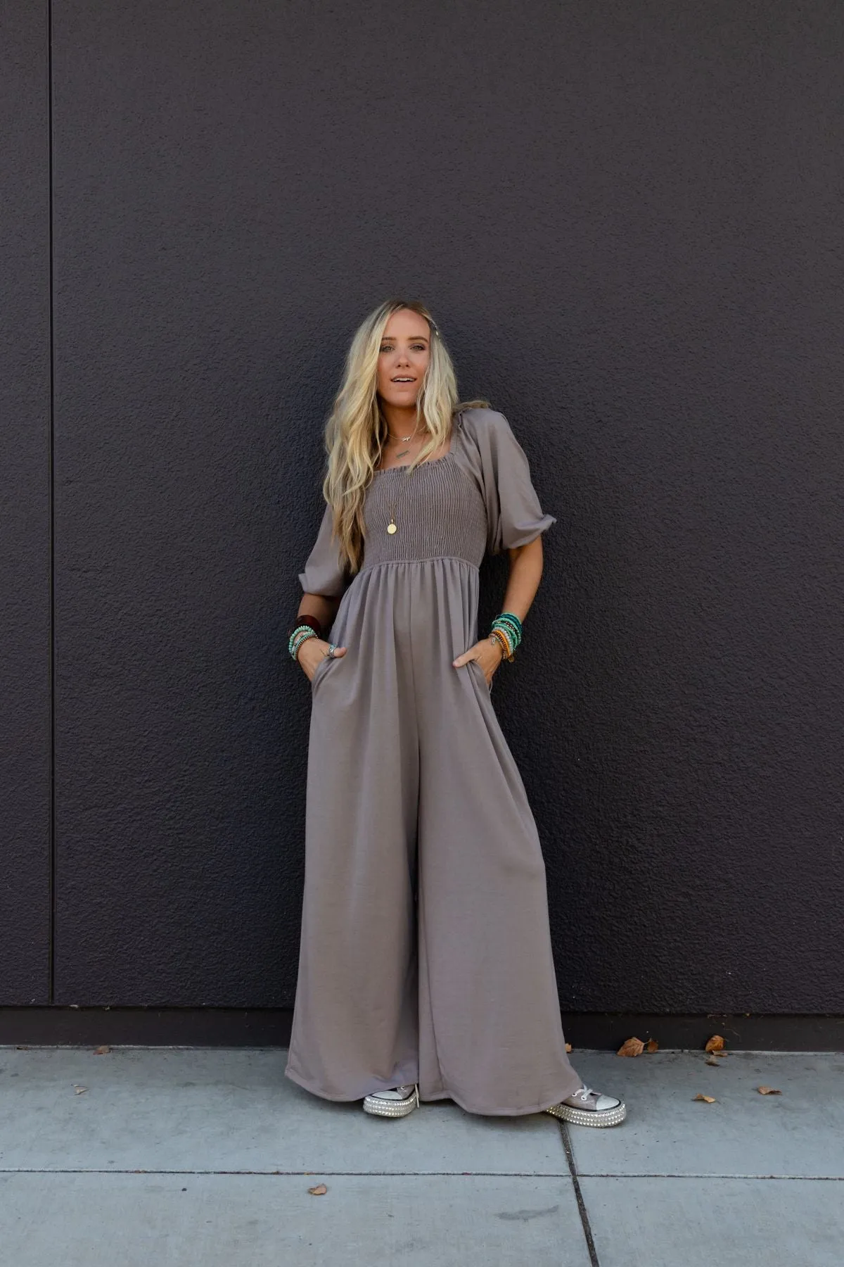 The Nest Nick Of Time Smocked Jumpsuit - Coco