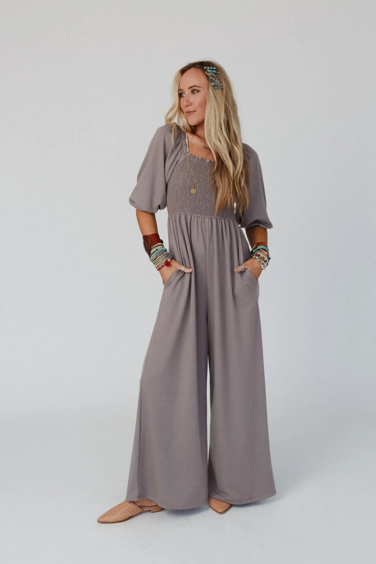 The Nest Nick Of Time Smocked Jumpsuit - Coco