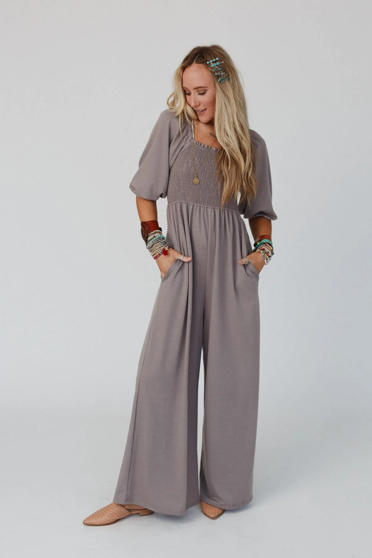 The Nest Nick Of Time Smocked Jumpsuit - Coco