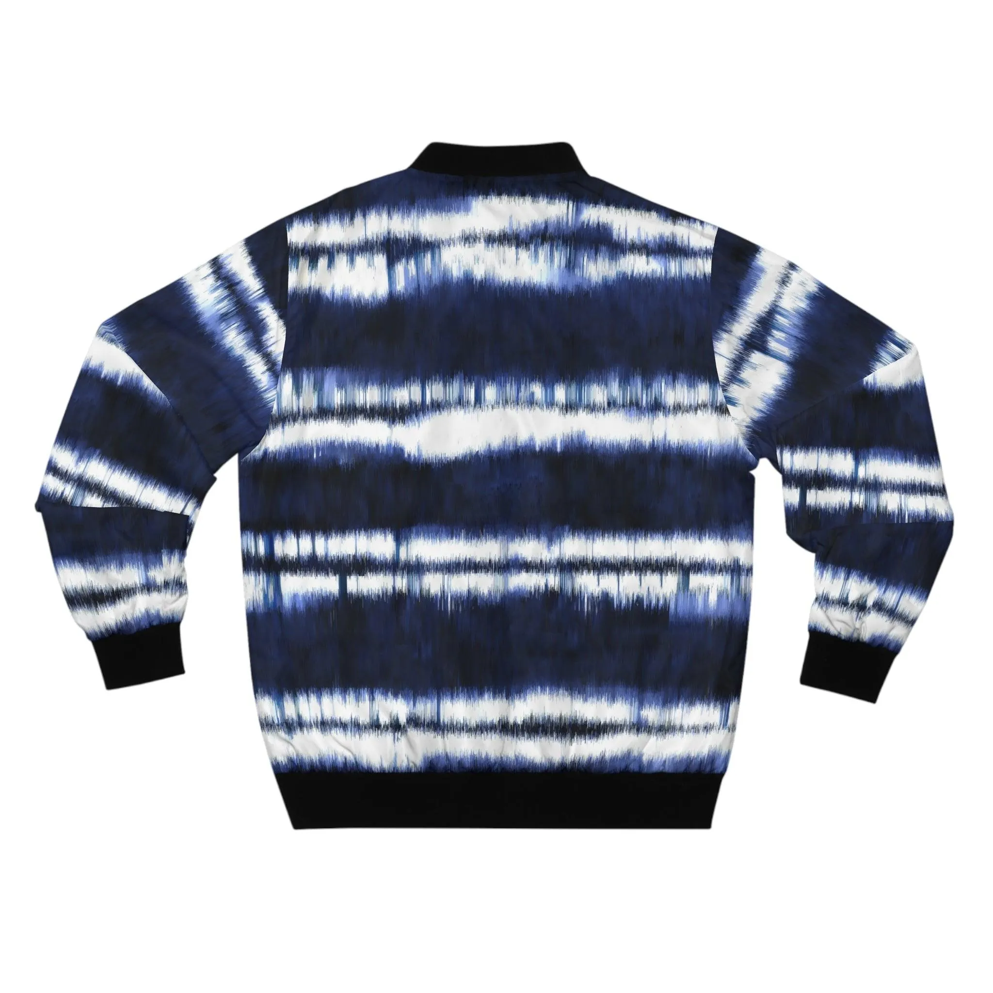 White Lines on Blue Men's Bomber Jacket (AOP)