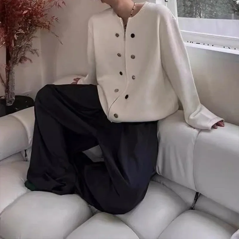 Wiaofellas  -  Autumn Men's Clothing Luxury Knit Cardigan Sweater Retro Zipper Long Sleeve Stylish Korean Popular Solid Color Leisure Knitwear
