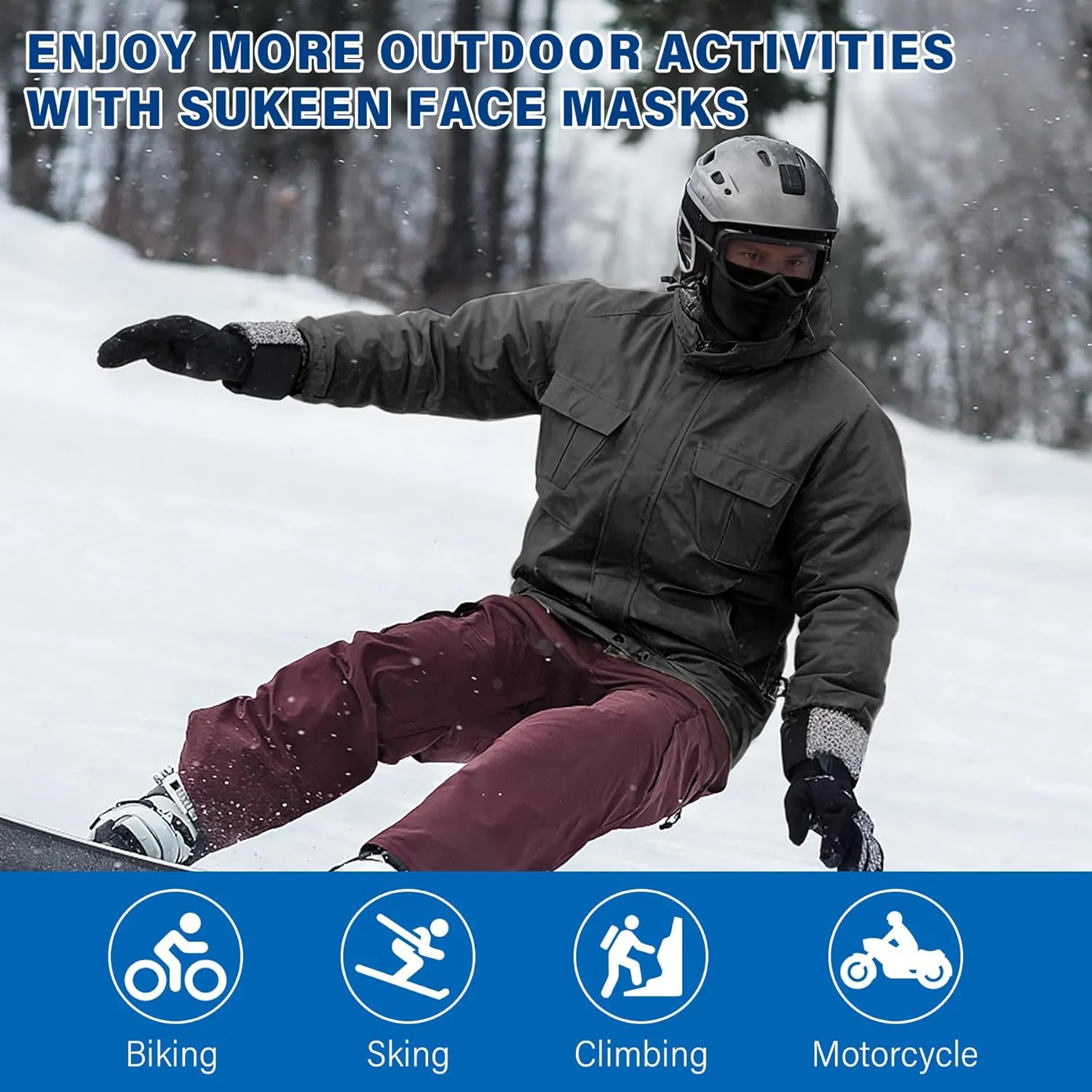 Winter Balaclava Face Mask Breathable Ski Mask for Men Women BA002