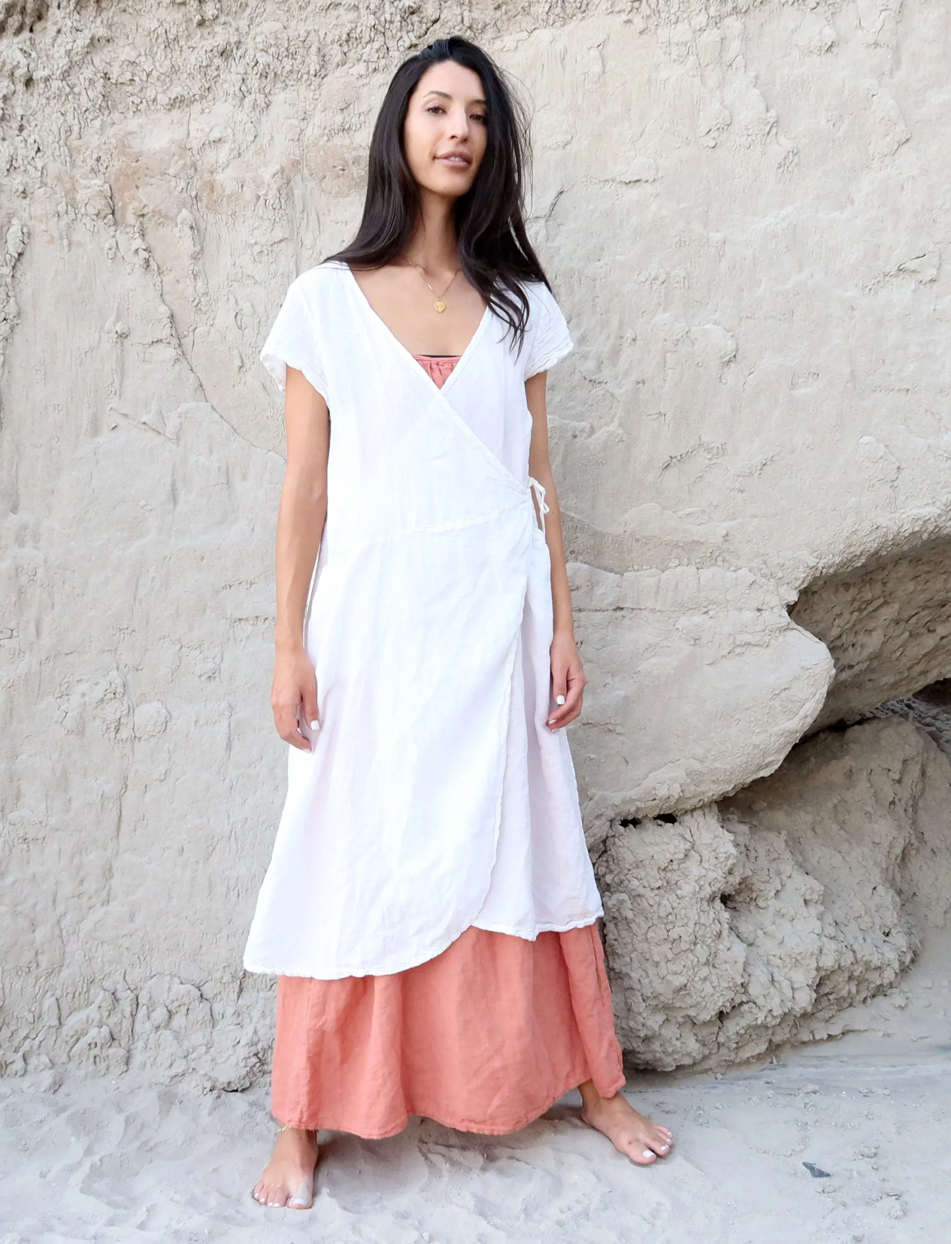 Wrap Origami Below Knee Dress