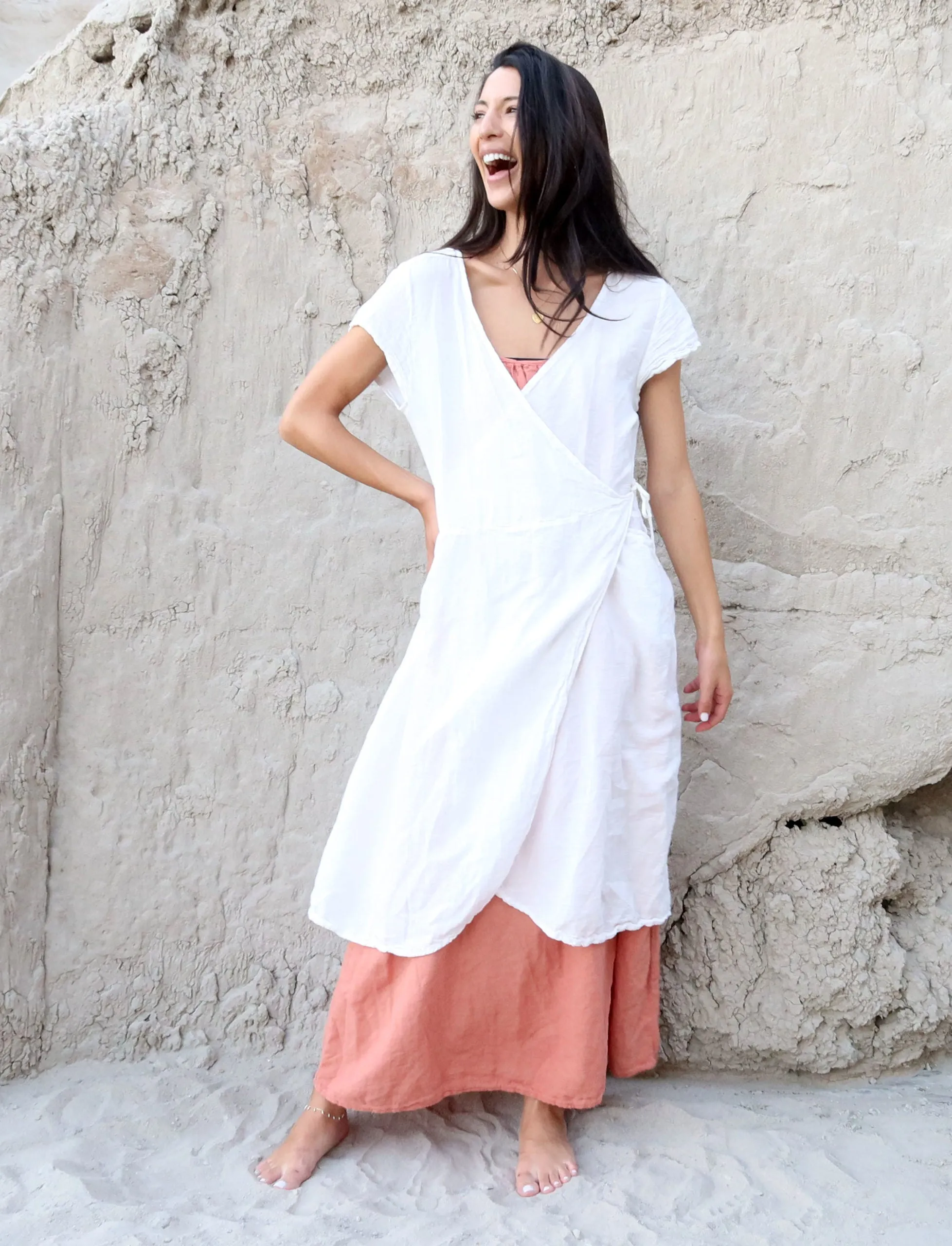 Wrap Origami Below Knee Dress