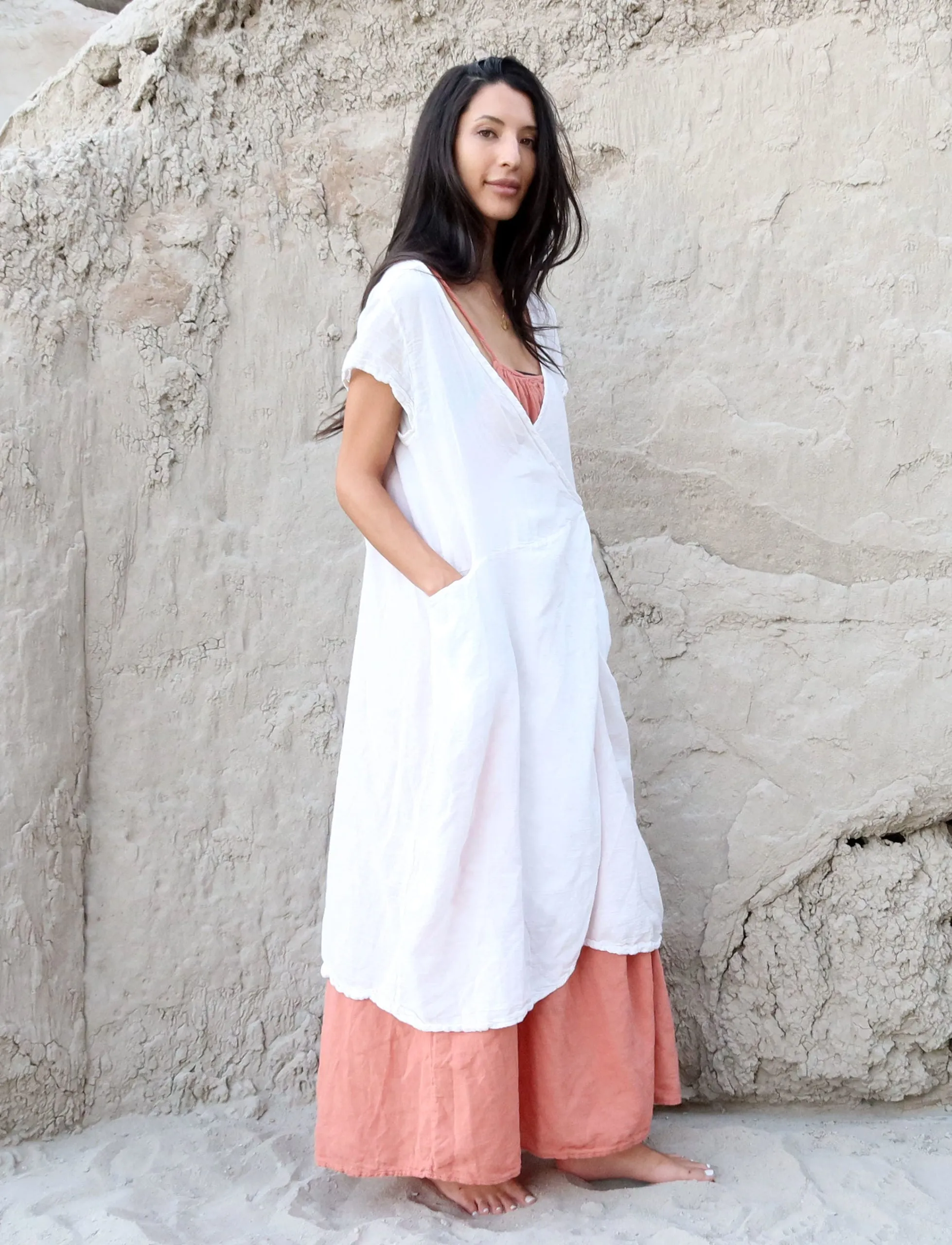 Wrap Origami Below Knee Dress