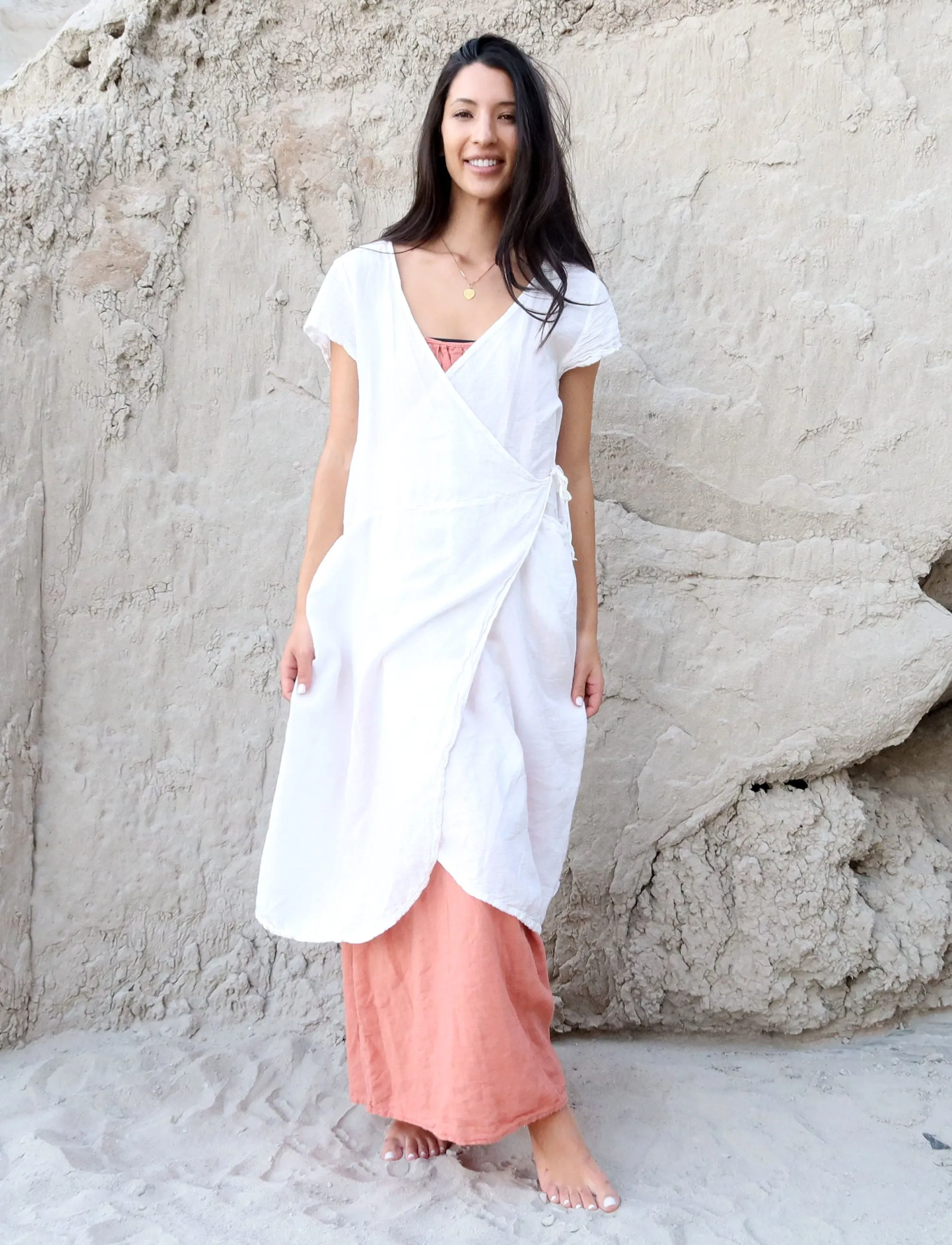 Wrap Origami Below Knee Dress
